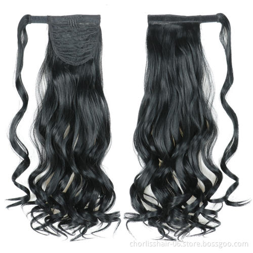 Wholesale Hot Sale Chorliss Natural Indian Virgin Cheveux Afro Curly Hair Ponytail For Black Women Synthetic Ponytail Extensions